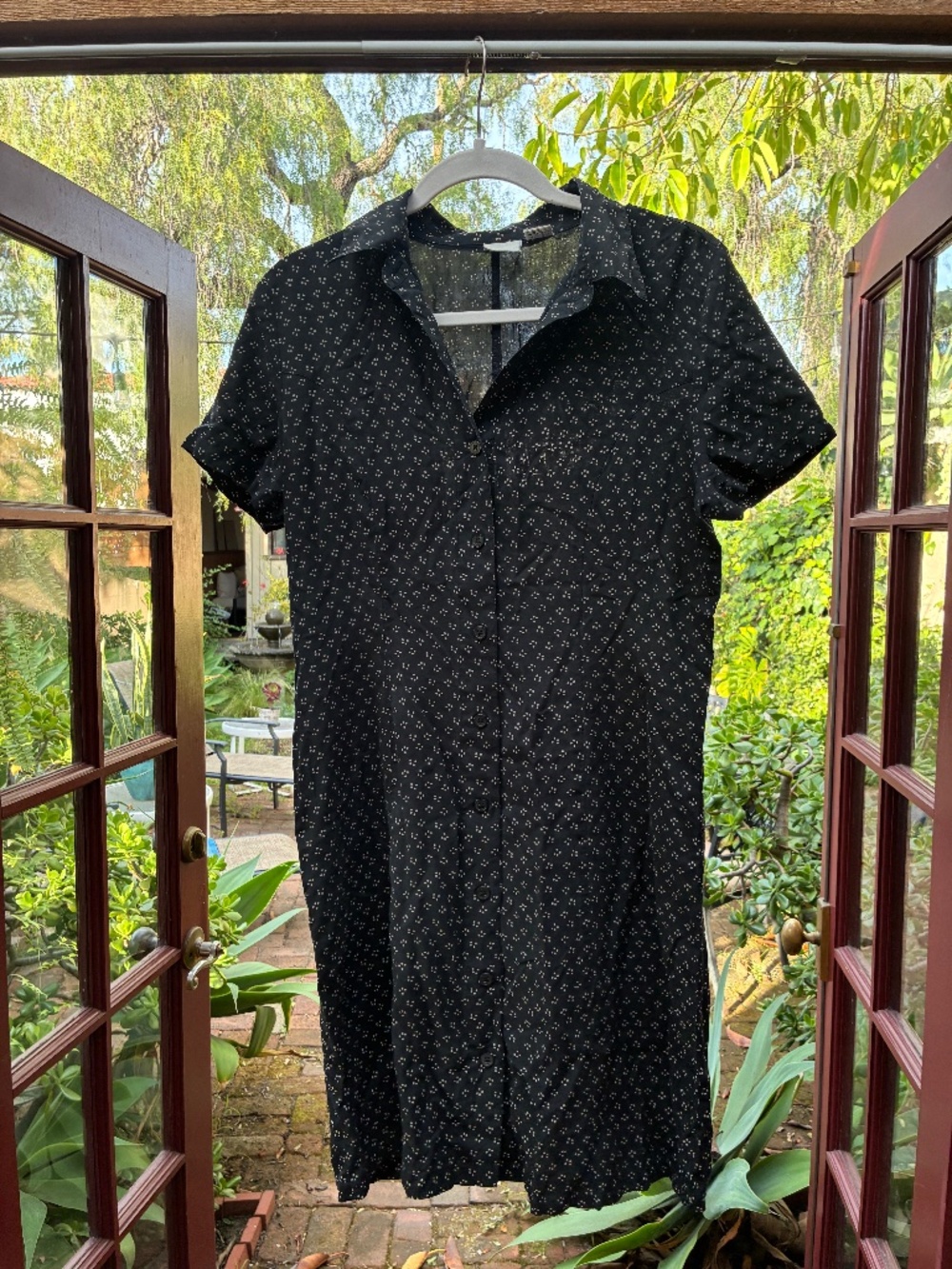 Black spotted silk dress
